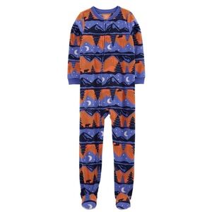 Carter's Boys Kid 1-Piece Mountains Fleece Footie Pajamas Size 14 Non Slip Feet